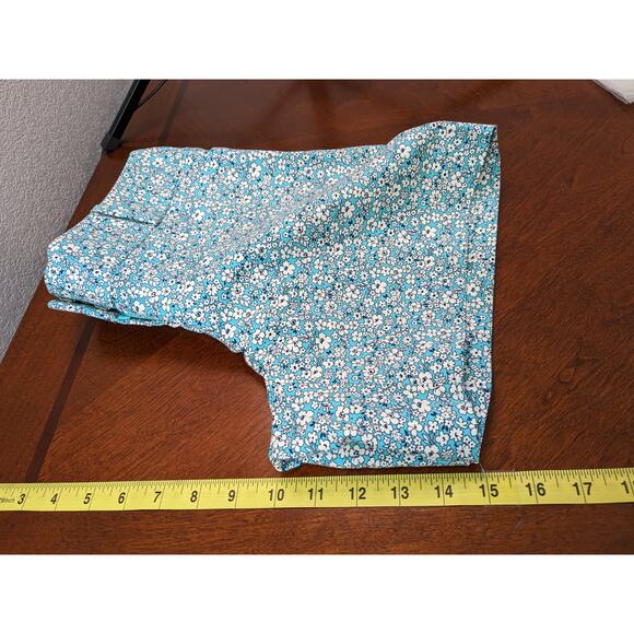 The Limited Floral Chino Shorts 8 Teal Mid Rise Zip Front Slit Casual Flat Front - Picture 7 of 10